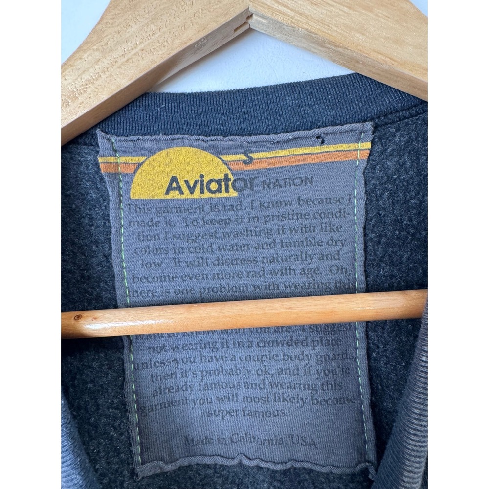 Aviator Nation Women Grey Lightning Bolt Neon Stripe Sweatshirt Small - Picture 7 of 10
